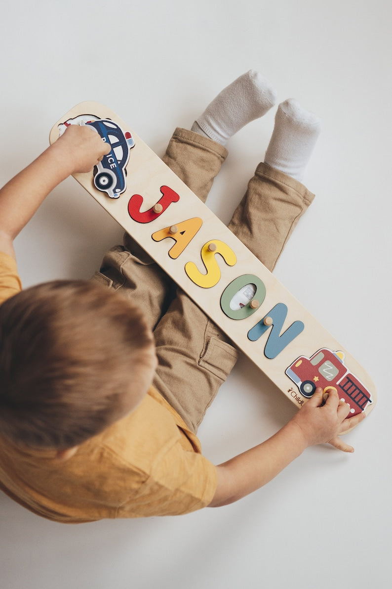 Safari Animals Name Puzzle for Toddler Girl, Montessori Toys, Wooden Toys, Personalized Baby Gift, 1st Birthday Gift, Jungle Baby Shower