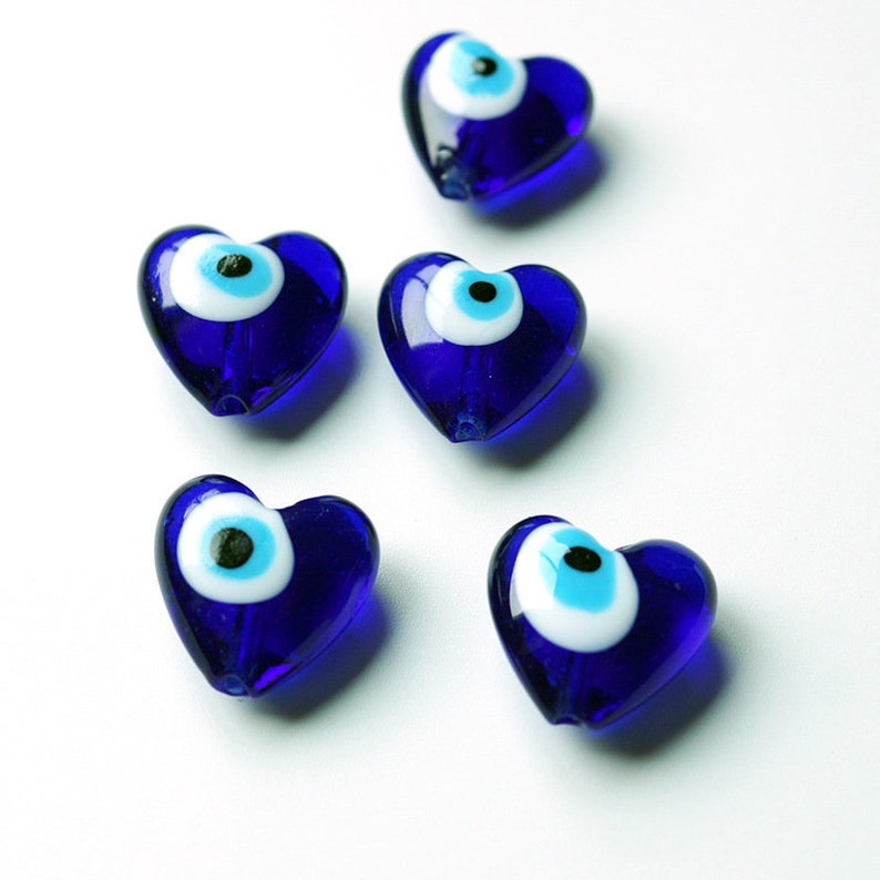 PERIMADE Turkish Evil Eye Necklace Charm • Blue Glass Evil Eye Bracelet Charm • Dainty Cute Heart Phone Pendant • Handbag Purse Accessories