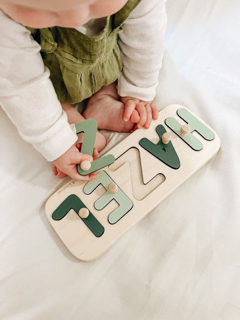 New Baby Gift Wood Name Puzzle, Montessori Puzzle, First Birthday Gift for Baby Boy Baby Girl, Wooden Toys, Custom Gift for Baby