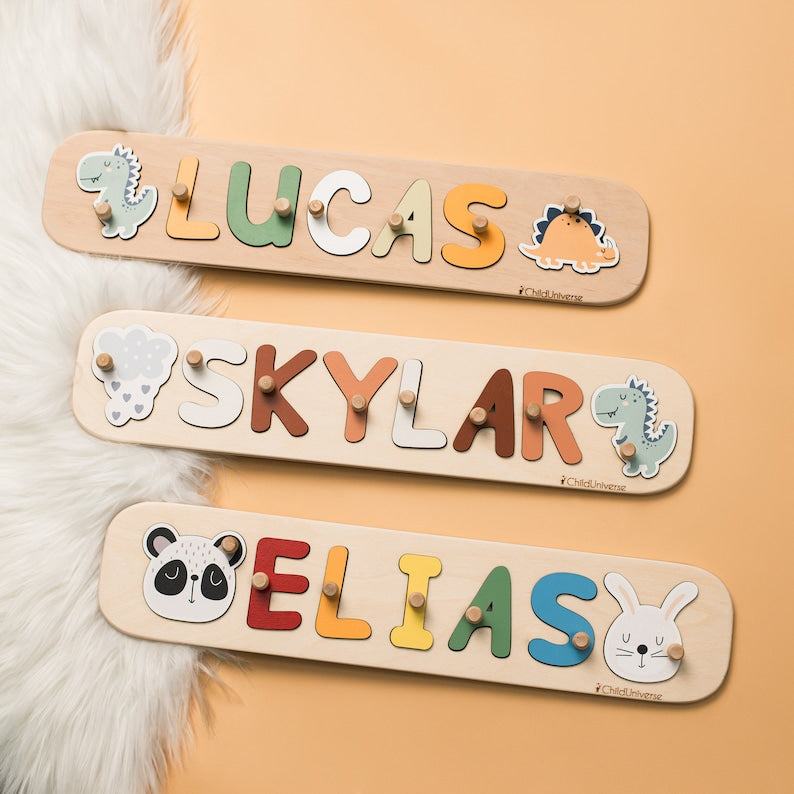 New Baby Gift Wood Name Puzzle, Montessori Puzzle, First Birthday Gift for Baby Boy Baby Girl, Wooden Toys, Custom Gift for Baby