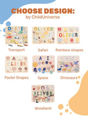 Wooden Toys for Children, Sensory Activity, Jungle Theme Nursery, Birthday Gift for Kids, Montessori Puzzle Board, Personalized Baby Gift,