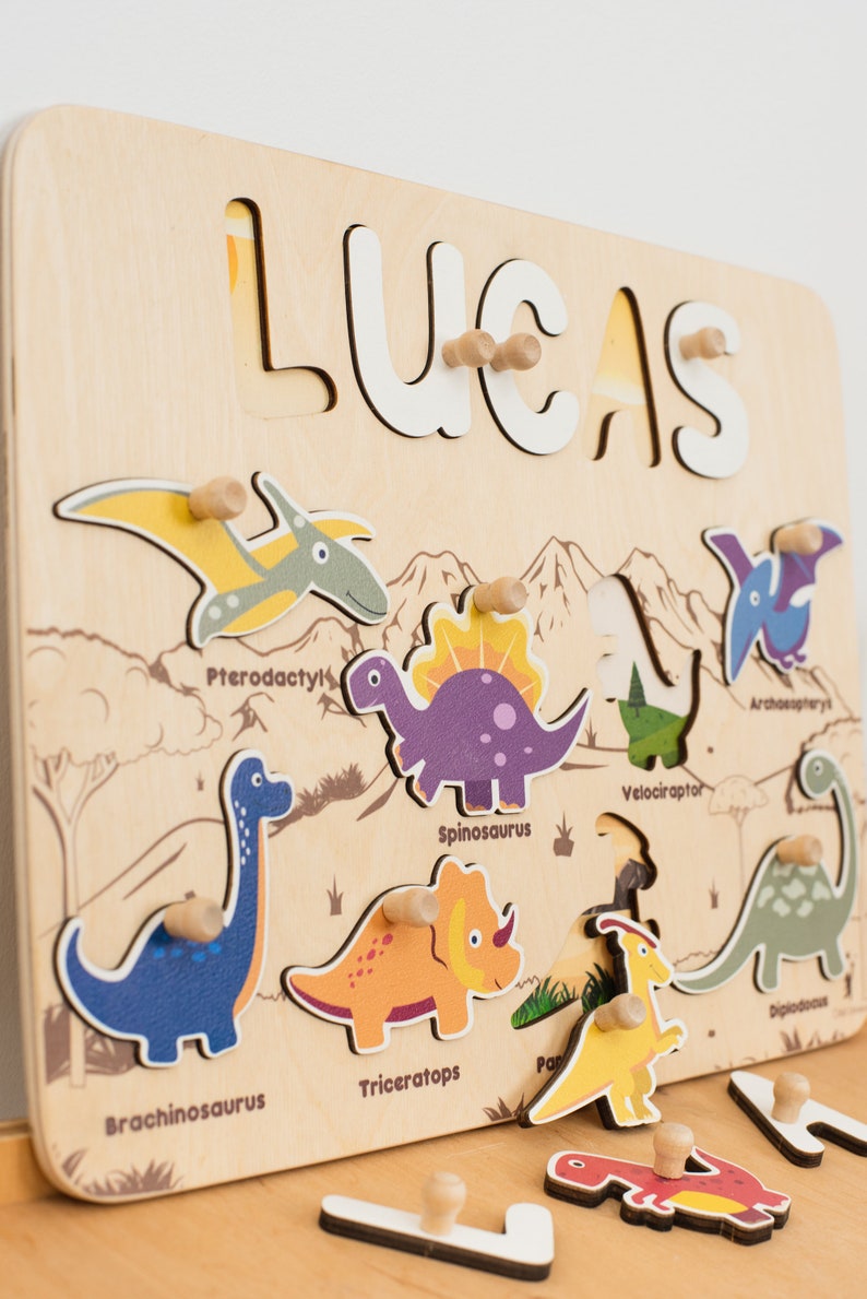 Wooden Toys for Children, Sensory Activity, Jungle Theme Nursery, Birthday Gift for Kids, Montessori Puzzle Board, Personalized Baby Gift,