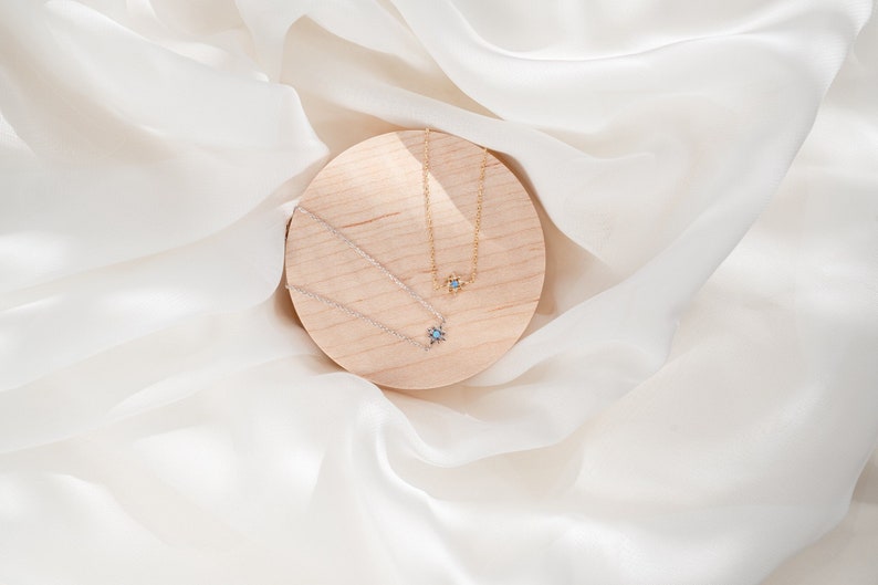 Dainty opal starburst bracelet - thin stackable bracelets - tiny opal bracelet - delicate opal star bracelet - gifts for her - october gift