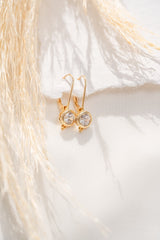 Sterling Silver cubic zirconia euro wire earrings - Lever back earrings - bridal earrings -Milgrain euro wire earrings - everyday earrings