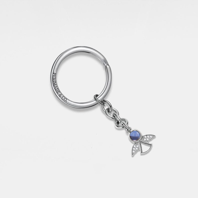 PERIMADE Angel Photo Projection Keychain • Personalized Picture Inside Key Ring • Minimalist Pet Memorial Jewelry • Trendy Best Friend Gift