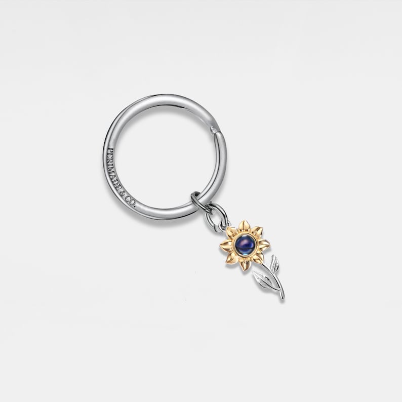 PERIMADE Sunflower Projection Keychain • Custom Memorial Photo Key Ring • Personalized Picture Inside Jewelry • Trendy Best Friend Gift