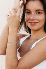 Sterling Silver tennis evil eye bracelet - single evil eye tennis bracelet - unique eye bracelet - thin tennis bracelet with evil eye - gift