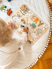 Montessori Puzzle Board, Cars Name Puzzle, Personalized Toddler Gift, Sensory Activity, Wooden Toys Baby, 1st 2nd Birthday Gift Kids