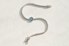 Sterling Silver tennis evil eye bracelet - single evil eye tennis bracelet - unique eye bracelet - thin tennis bracelet with evil eye - gift