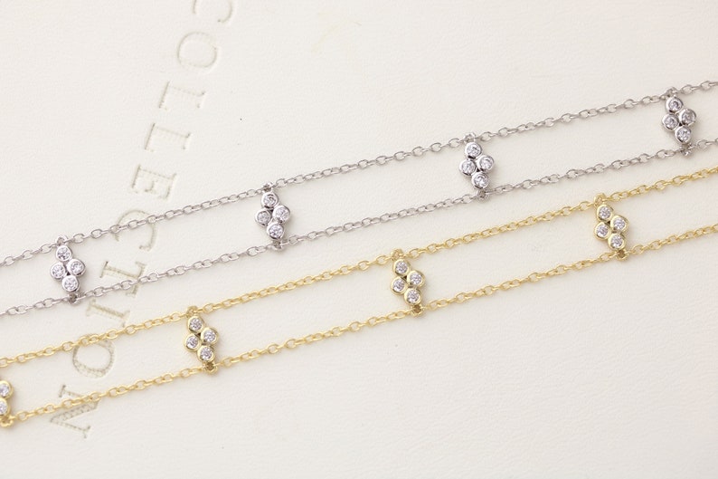 Silver double chain bracelet - gold everyday bracelet - dainty wedding jewelry - cluster bracelet - unique bracelet - 2 chain bracelet
