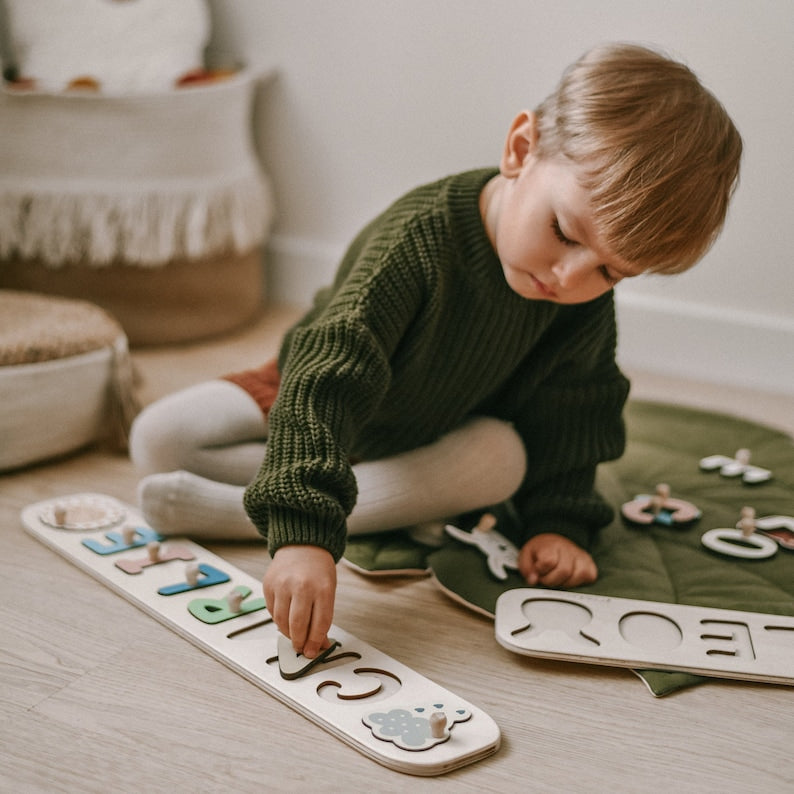 Name Puzzle With Pegs, Boy Gift, Baby Girl Gift, Custom Gift for Kids, Nursery Decor, Custom Puzzle for Kids Baby Boy Girl First Birthday