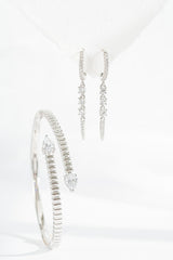 Huggies with charm - spike dangle huggies - silver charm huggies - edgy dainty earrings - gold dagger earrings - pave spike drop earrings