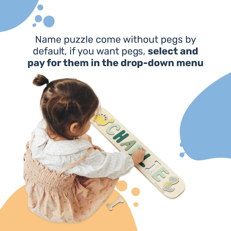 Baby Gift, Wooden Name Puzzle with Pegs, Gifts for Kids, Personalized Gift for Toddler, Montessori Toys, 1 Year Old Gift, Baby Shower Gift