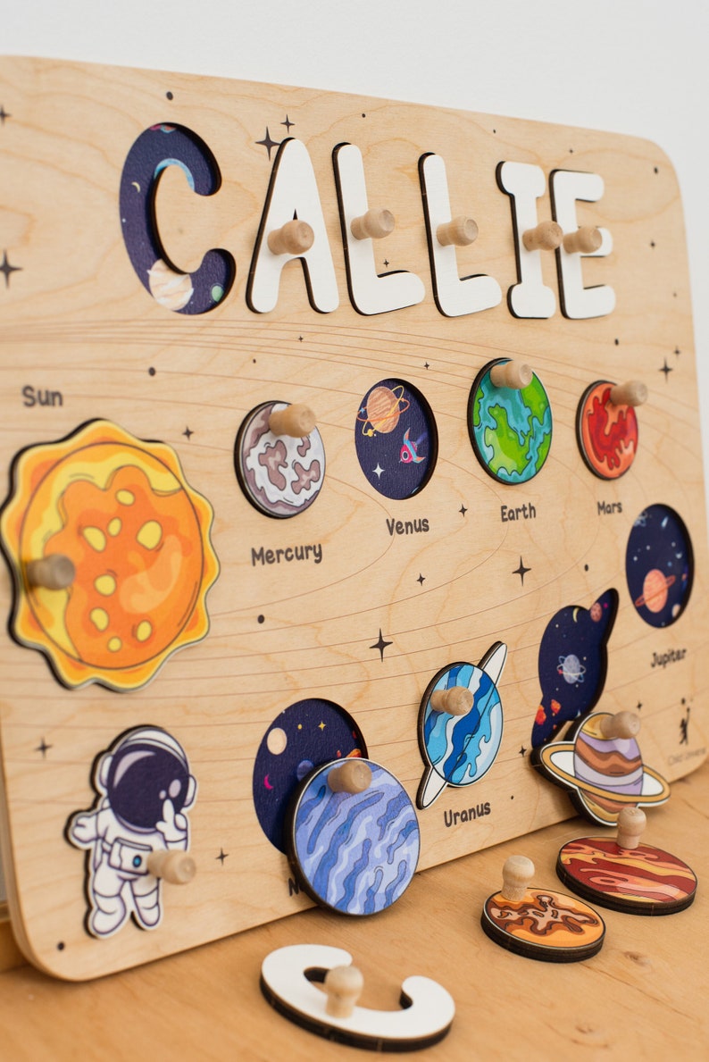 Baby Gift Personalized, Forest Animal Puzzle, Toddler Toys 1, 2, 3 Year Old, Name Puzzle Board, Birthday Gift for Kids, Woodland Nursery