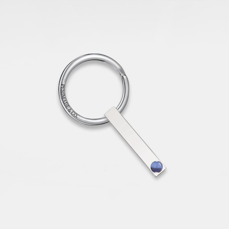 PERIMADE Bar Photo Projection Keychain • Personalized Picture Inside Key Ring • Sterling Silver Friendship Jewelry • Best Friend Gift