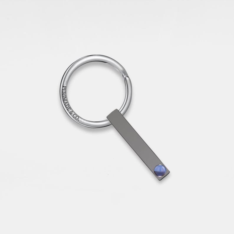 PERIMADE Bar Photo Projection Keychain • Personalized Picture Inside Key Ring • Sterling Silver Friendship Jewelry • Best Friend Gift