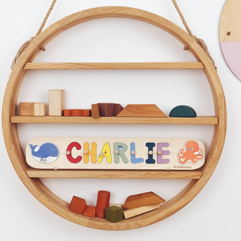 Baby Boy Name Puzzle, Personalized Gift for Baby, Dinosaur Theme Nursery, Kids Montessori Toys, Wooden Toys for Toddler, 1st Birthday Gift