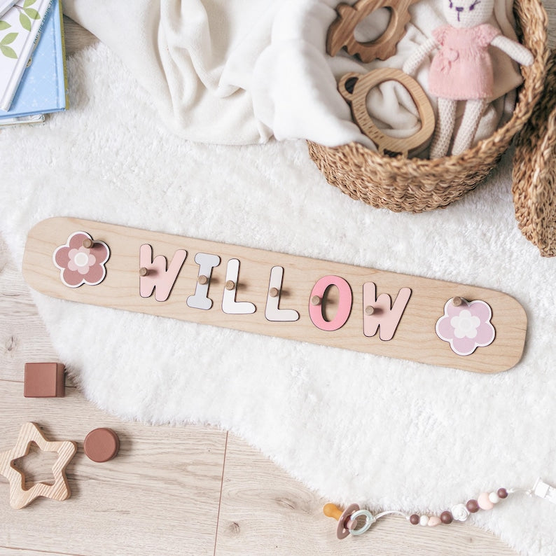 1st Birthday Gift, Baby Name Puzzle, 1st Birthday Baby Boy Gift, Baby Shower Gift, Personalized Gifts, Wooden Montessori Toys for Toddlers