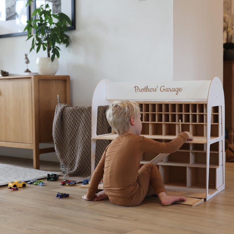 Montessori Toy Car Storage, Toy Car Parking Garage, Baby Boys Car Garage, Toy Garage Car Ramp, Toddler Birthday Gift, Personalized Toys