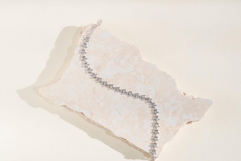 Sterling Silver / Gold eternity star bracelet - Cubic Zirconia star bracelet - unique star bracelet - stackable bracelet - silver star brace