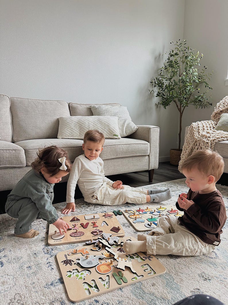 Personalized Baby Gift, Jungle Animals Puzzle Board, Safari Nursery Theme, Montessori Toys, Birthday Gift for Kids, Toddlers Gift