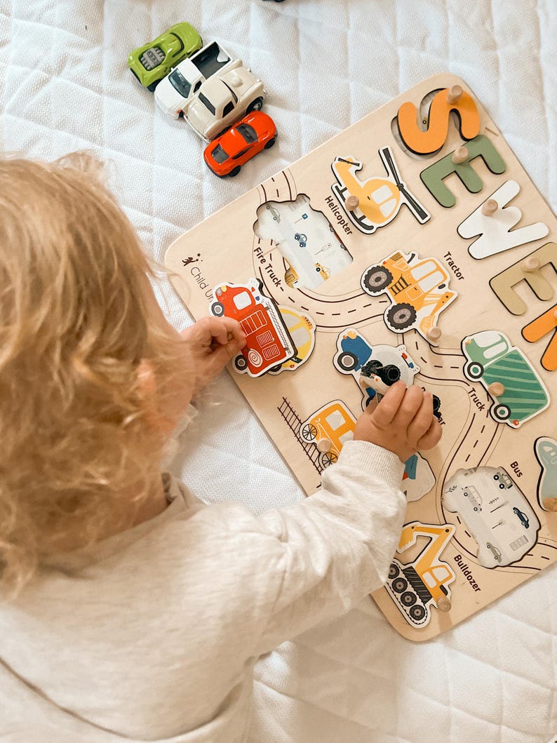 Forest Animal Puzzle, Baby Gift Personalized, Name Puzzle Board, Toddler Toys 1, 2, 3 Year Old, Birthday Gift for Kids, Woodland Nursery