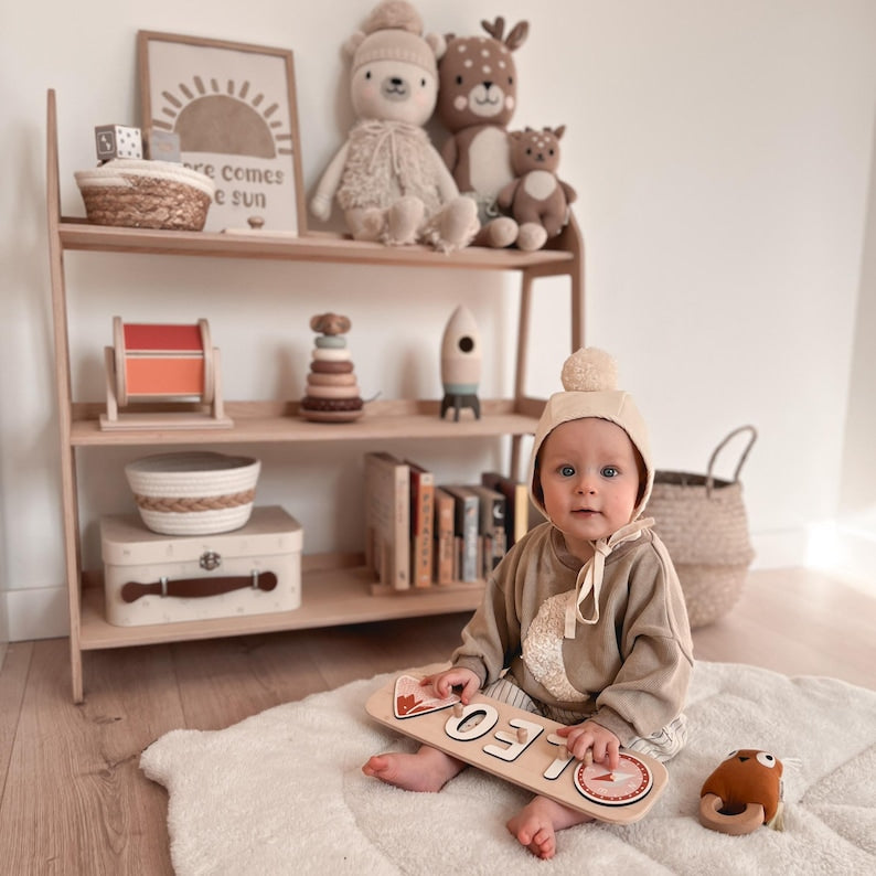 Wood Name Puzzle for Toddlers Personalized Baby Boy Gift Birthday Gift for Kids, Montessori Toys 1 year old, Baby Shower Gift, Nursery Decor