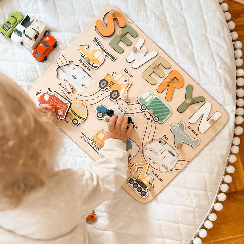 Jungle Puzzle Board, Gift for Kids, Toddlers Unique Gift, Personalized Baby Gift, Personalized Safari Puzzle Board, Montessori Toys