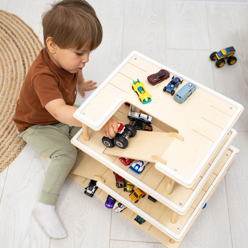 Toy Car Parking Garage, Toddler Christmas Gift, Personalized Toys for Boys, Montessori Toy Car Storage, Toddler Gift