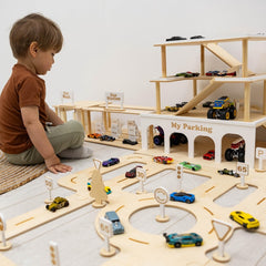 Montessori Toy Car Storage, Toy Garage Car Ramp, Toddler Birthday Gift, Toy Car Parking Garage, Personalized Toys for Boys
