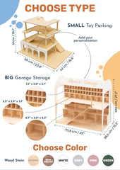 Toddler Christmas Gift, Personalized Toys for Boys, Montessori Toy Car Storage, Toy Car Parking Garage, Toddler Birthday Gift