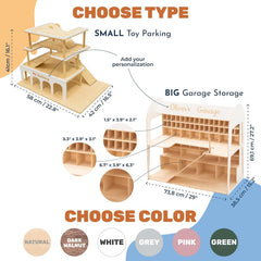 Toy Car Parking Garage, Wooden Garage, Personalized Toys for Boys, Toy Garage Car Ramp, Toddler Birthday Gift, Montessori Toy Car Storage