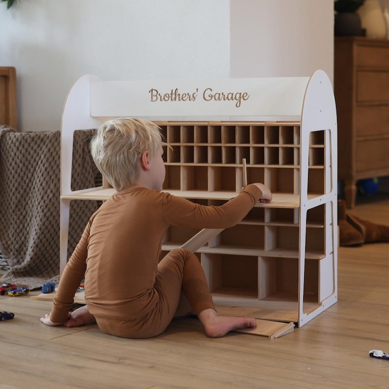 Montessori Toy Car Storage, Toy Garage Car Ramp, Toddler Birthday Gift, Toy Car Parking Garage, Personalized Toys for Boys