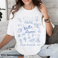 Personalized Aspen Shirt Apres Ski Shirt Ski Bachelorette Girls Ski Trip Custom Location Winter Bachelorette Martini bachelorette
