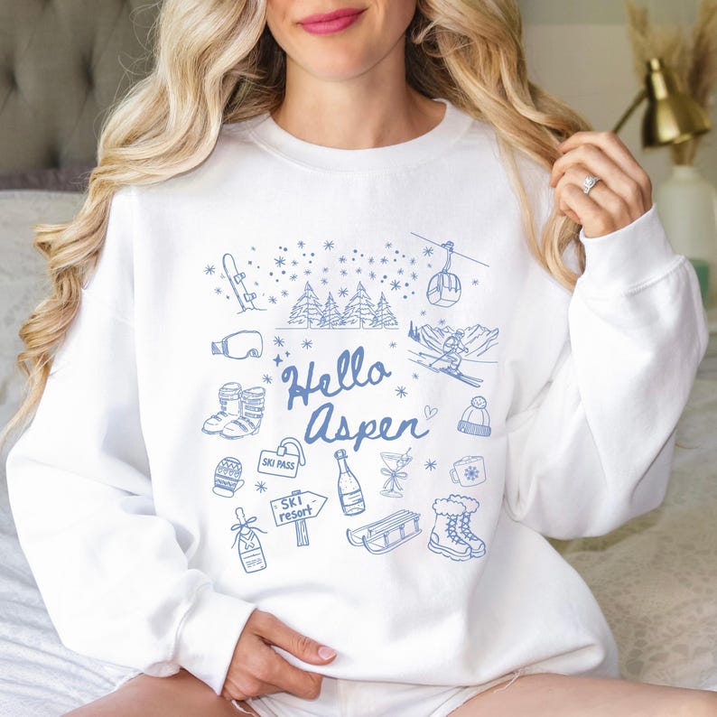 Personalized Aspen Sweatshirt Apres Ski Sweatshirt Ski Bachelorette Girls Ski Trip Apres Ski Sweater Custom Location Winter Bachelorette