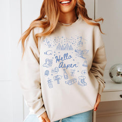 Personalized Aspen Sweatshirt Apres Ski Sweatshirt Ski Bachelorette Girls Ski Trip Apres Ski Sweater Custom Location Winter Bachelorette