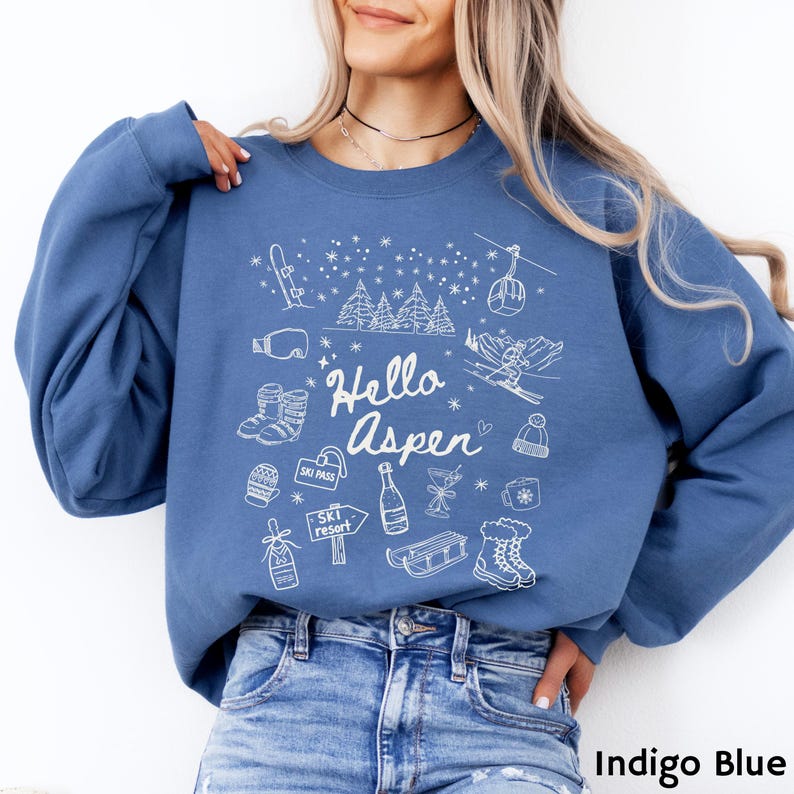 Personalized Aspen Sweatshirt Apres Ski Sweatshirt Ski Bachelorette Girls Ski Trip Apres Ski Sweater Custom Location Winter Bachelorette