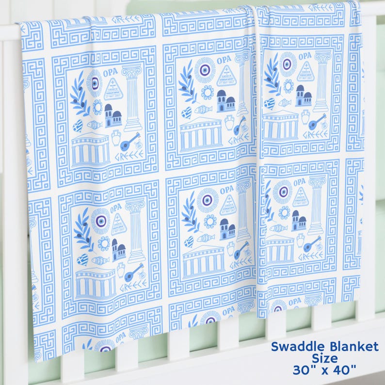 Greek Baby Swaddle Blanket Newborn Swaddle Greece Infant Blanket Greece Theme Baby Shower Gift New Mom Gift Expecting Parents Baby Reveal