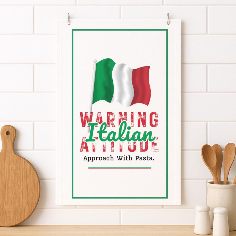Funny Italian Hanging Kitchen Towels Italian Kitchen Art Towels Italy Gifts Hosting Gift New Home New Apartment Housewarming Gift