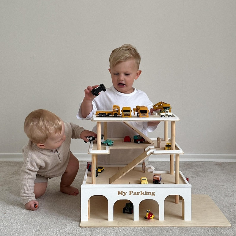Toy Car Parking Garage, Wooden Garage, Personalized Toys for Boys, Toy Garage Car Ramp, Toddler Birthday Gift, Montessori Toy Car Storage