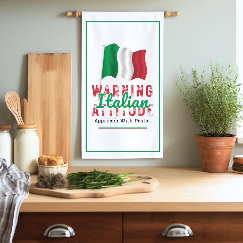 Funny Italian Hanging Kitchen Towels Italian Kitchen Art Towels Italy Gifts Hosting Gift New Home New Apartment Housewarming Gift