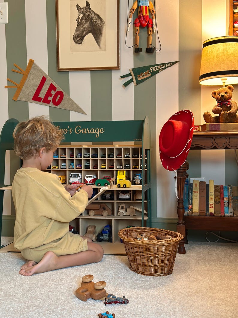 Toddler Christmas Gift, Personalized Toys for Boys, Montessori Toy Car Storage, Toy Car Parking Garage, Toddler Birthday Gift